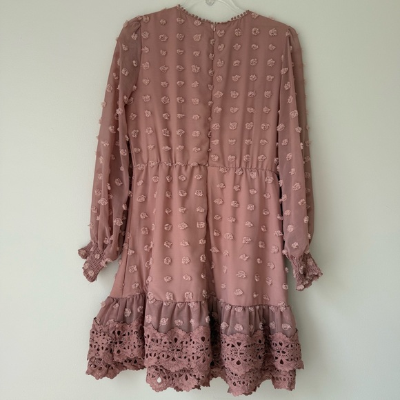 Textured Mauve Pink Dress Sz L‎ - Picture 8 of 8